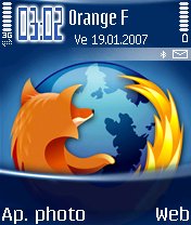 Capture de l'écran d'accueil avec les icônes de notification Bluetooth et de nouveau message sur le thème Firefox.