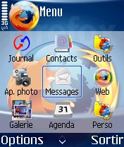 Capture du menu des applications avec le thème Firefox.