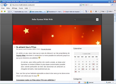 Capture de mon blog sous Windows Internet Explorer 7.