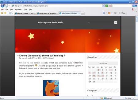 Capture du nouveau thème sous Internet Explorer 7