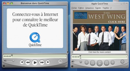 Capture montrant la différence entre QuickTime version Mac et version Windows.