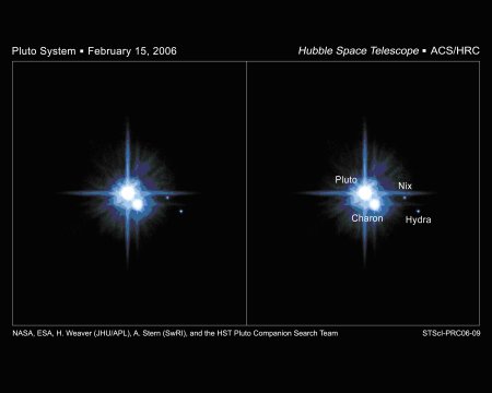 Photos de Pluton et ses trois satellites naturels.