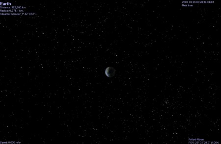 la Terre vu de la Lune dans Celestia.