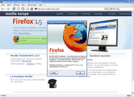 Capture de Firefox 1.5